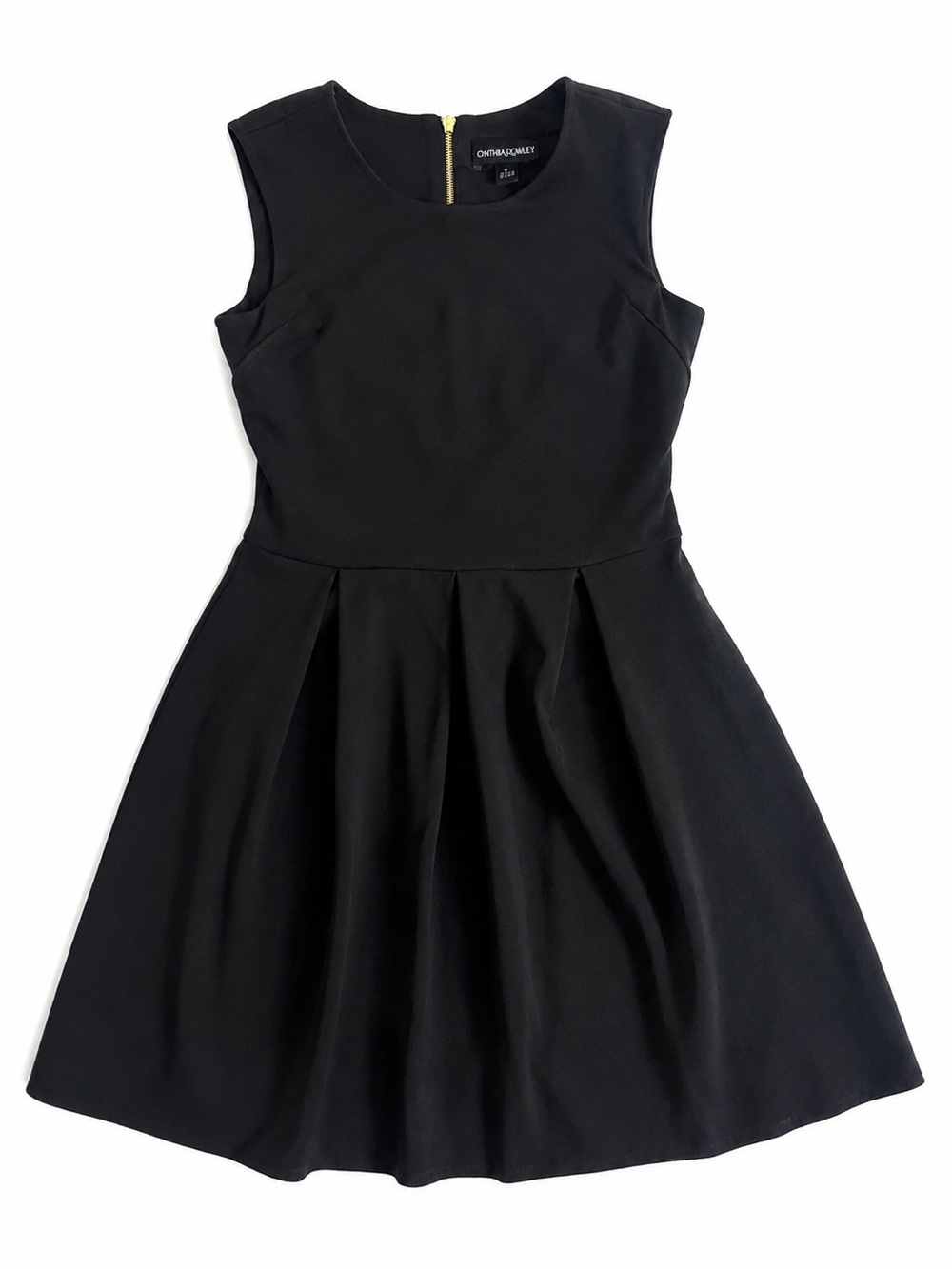 Cynthia Rowley Black Fit & Flare Dress Size Large | Gold Exposed Zipper